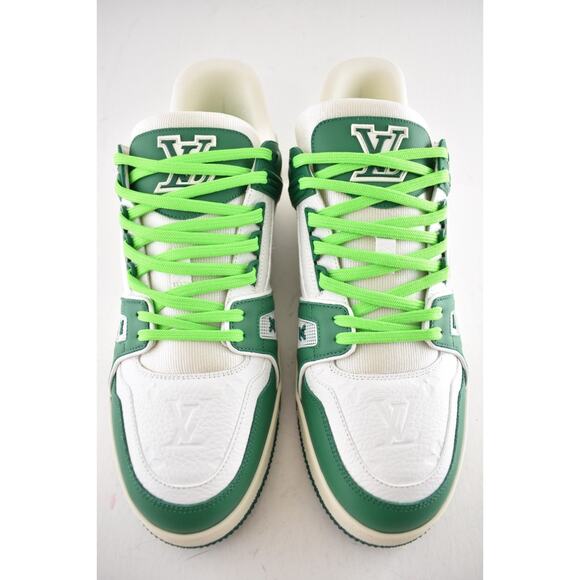 Louis Vuitton Green White Empreinte Leather Low Top Trainer Sneaker UK 9 US10 11 - Picture 7 of 16
